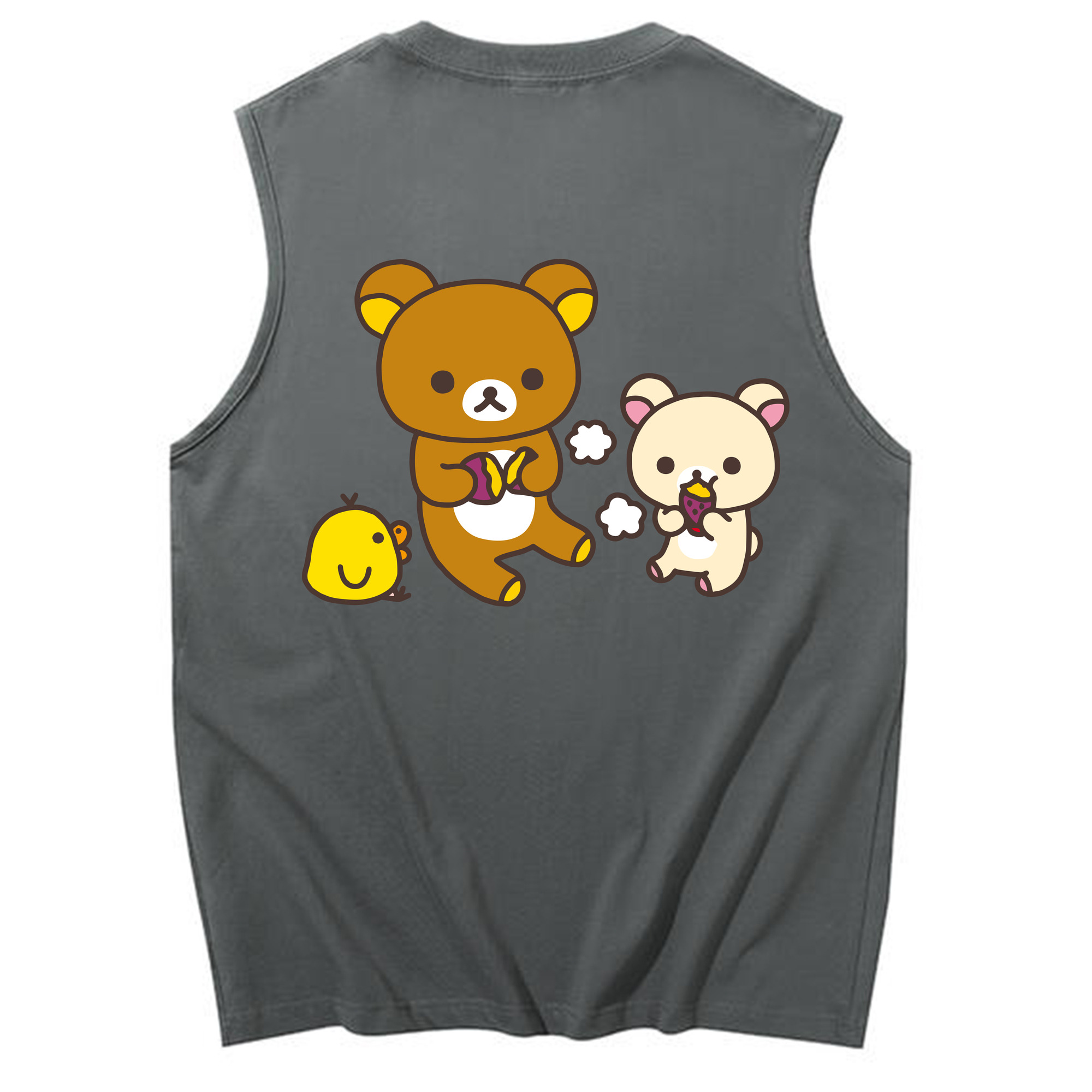 （画像用） リラックマ リラックマ キイロイトリ Rilakkuma Korilakkuma Kiiroitori コットン100％タンクトップ（背面プリント）